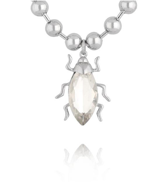 Naszyjnik w kolorze srebra z zawieszką-żuczkiem NMI0234