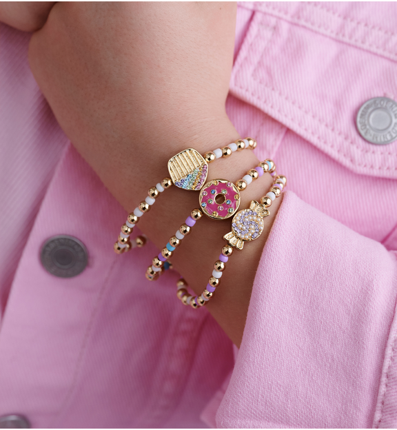 Bransoletka dla dziewczynki kolorowa z zawieszką BSS0293