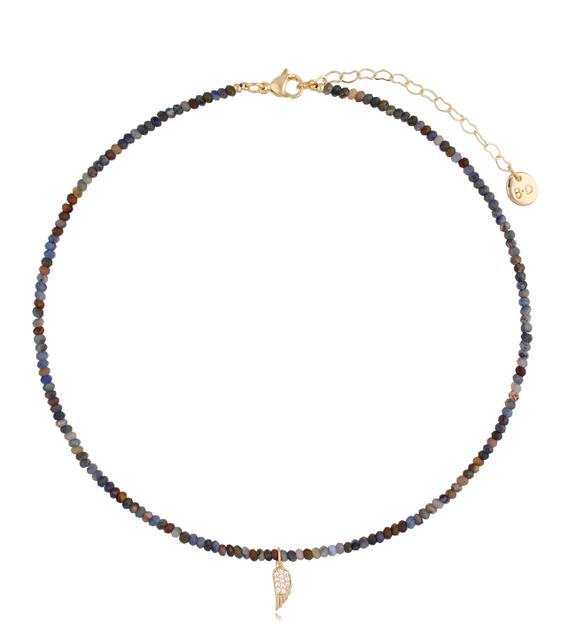 Naszyjnik z sodalitami i skrzydełkiem NTW0520