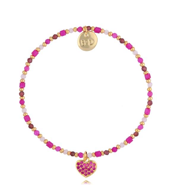 Bransoletka fuksjowa z sercem Fuchsia Heart BTW1450