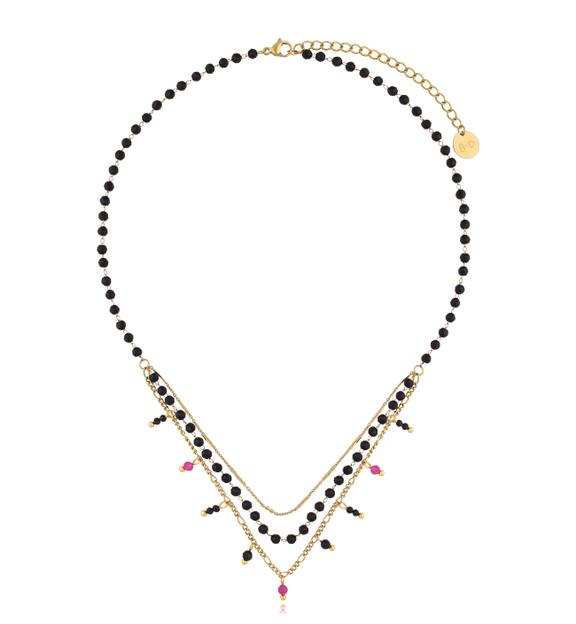 Naszyjnik czarno fuksjowy Breede NSY0144