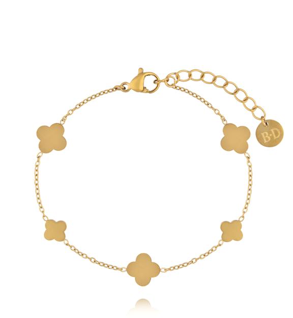 Bransoletka z koniczynkami na złotym łańcuszku BSY0606