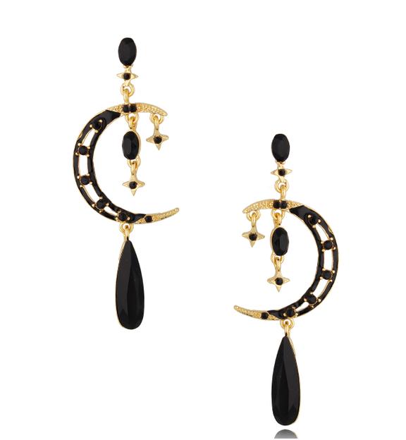 Kolczyki księżyce czarne KRG0693