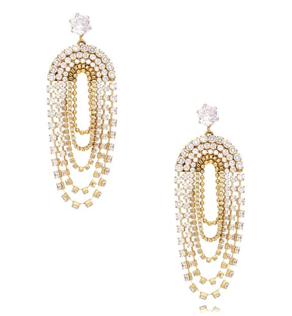 Kolczyki złote z białymi kryształkami Sparkling Crystals KSC0122