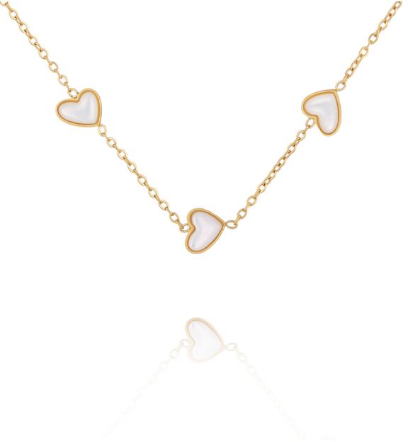 Naszyjnik z drobnymi serduszkami i masą perłową NSY0852