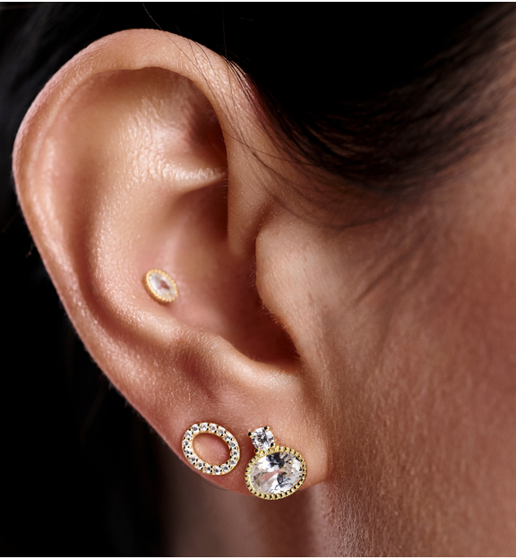 Zestaw kolczyków pozłacanych z cyrkoniami KLT0049