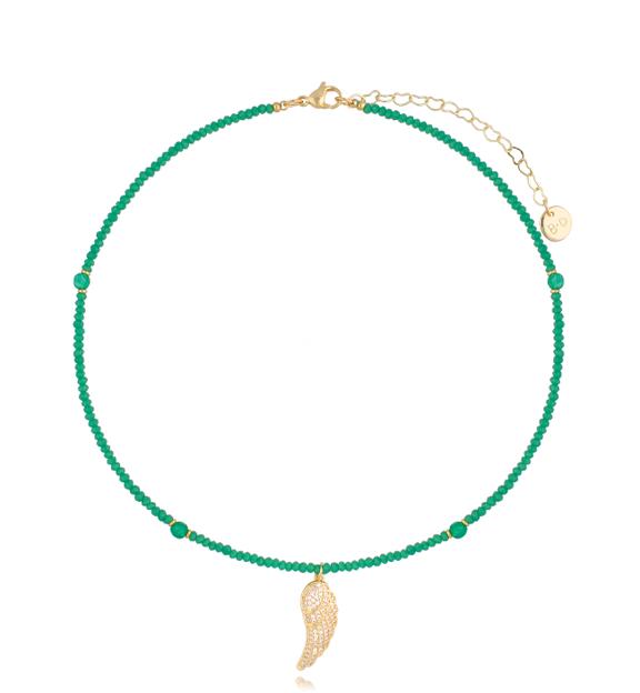 Naszyjnik zielony ze skrzydełkiem Angel Wings NTW0890