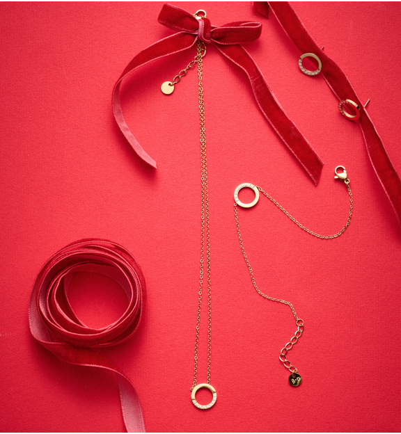 Zestaw biżuterii złoconej z motywem koła ZN0050