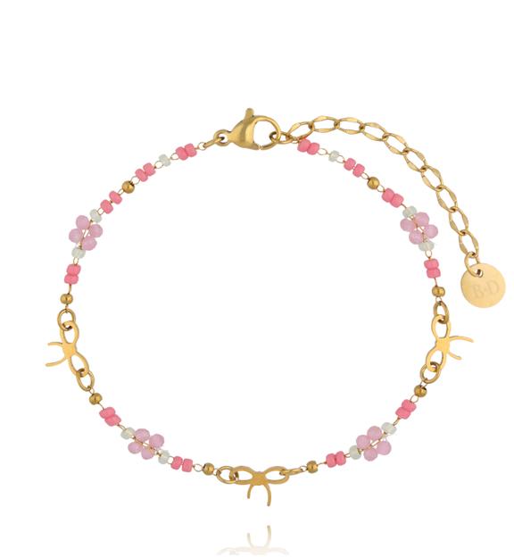 Bransoletka z koralikami Miyuki i kamieniami kociego oka w odcieniach różu BSY0580