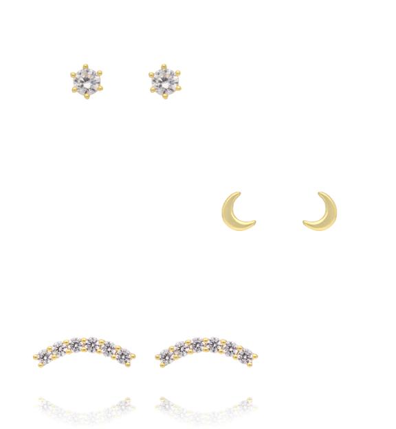 Zestaw kolczyków pozłacanych z cyrkoniami KLT0052