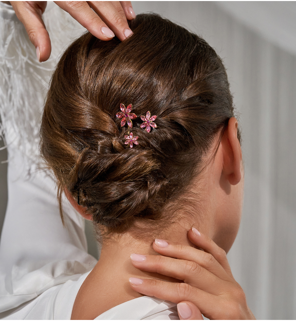 Wsuwka do włosów z różowym kwiatuszkiem Flor SSS0019