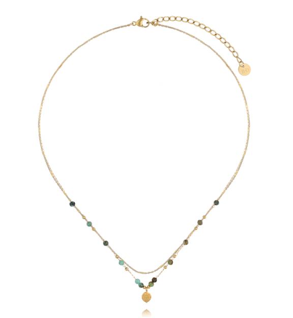 Naszyjnik z kamieniami turkusu afrykańskiego i zawieszką NEA0110