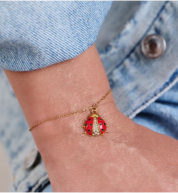 Bransoletka z biedronką i cyrkoniami BSY0571