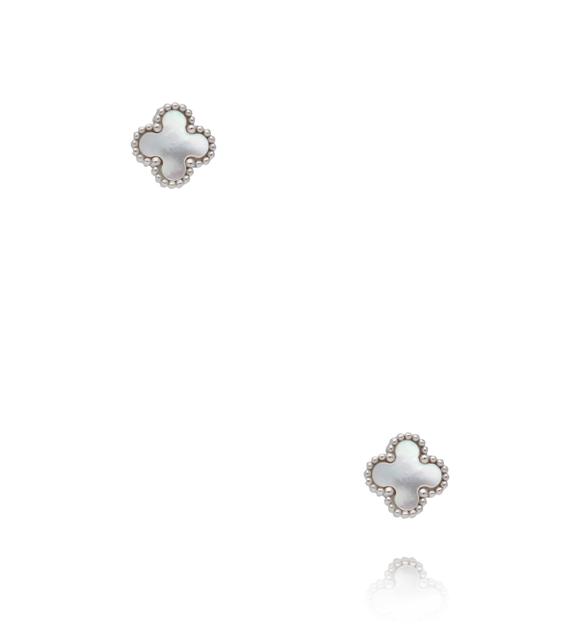 Kolczyki koniczynki srebrne z masą perłową KSY0598