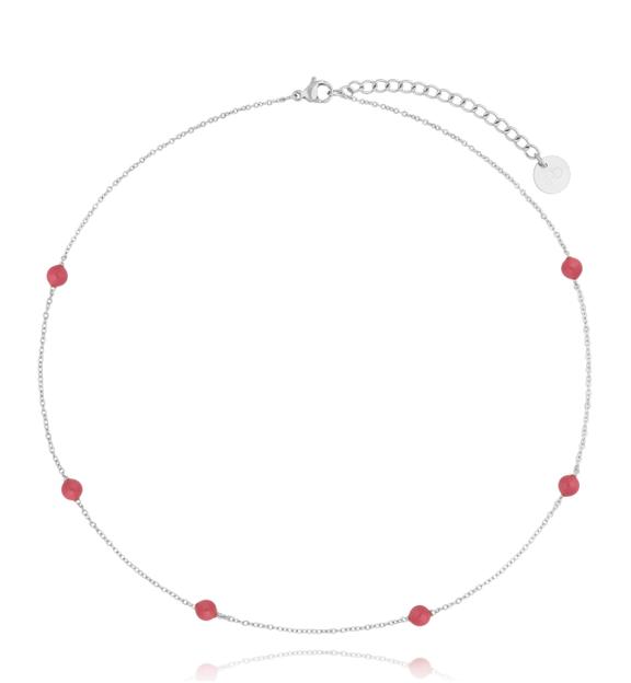 Naszyjnik z kuleczkami z różową emalią Chillin NSA1134