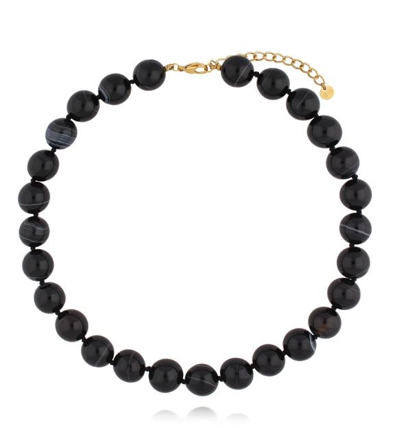 Naszyjnik z czarnymi agatami NPA1534