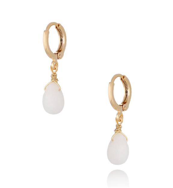 Kolczyki łezki białe z jadeitem Belleza KPA0032