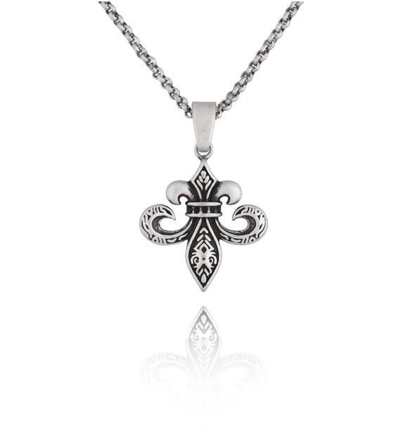 Naszyjnik męski z kwiatem lilii Fleur-De-Lys NMITC0148