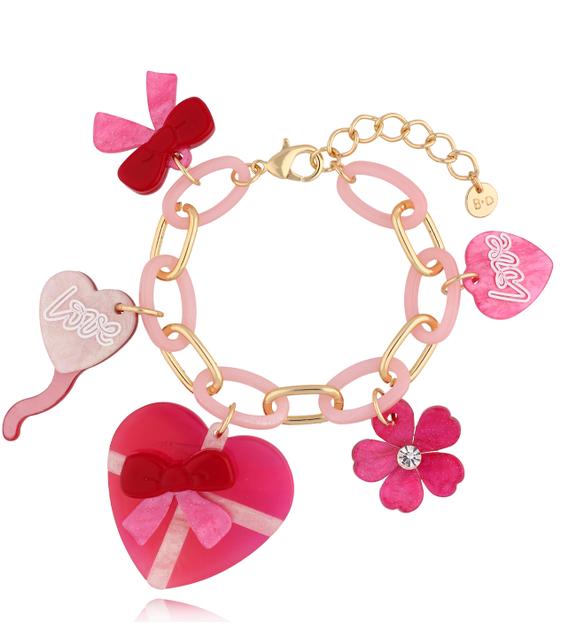 Bransoletka różowa z sercami Always Love BZA0003