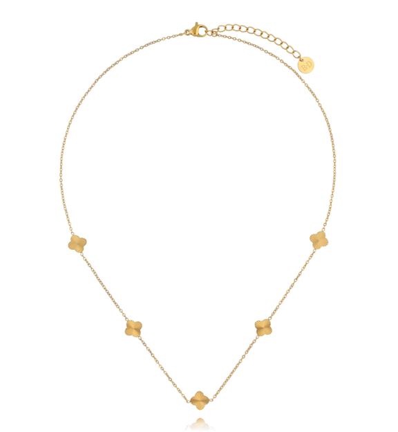 Naszyjnik z subtelnymi koniczynkami w kolorze złota NSY0882