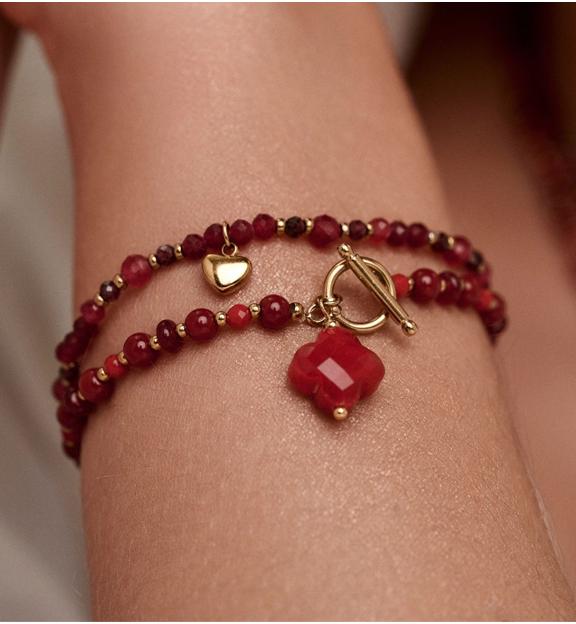 Bransoletka z granatami i sercem BTW3744