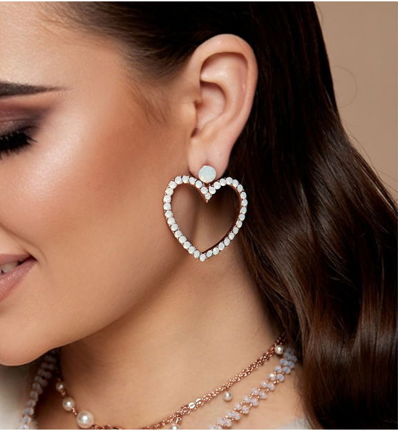 Kolczyki serca z kryształkami KRG0820