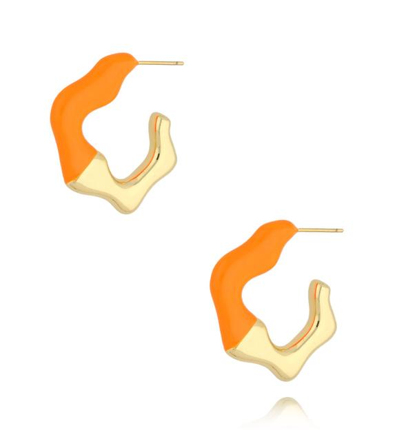 Kolczyki złote z pomarańczową emalią KSY0124