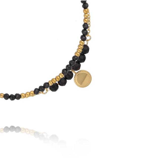 Bransoletka z czarnym agatem złota BEA0046