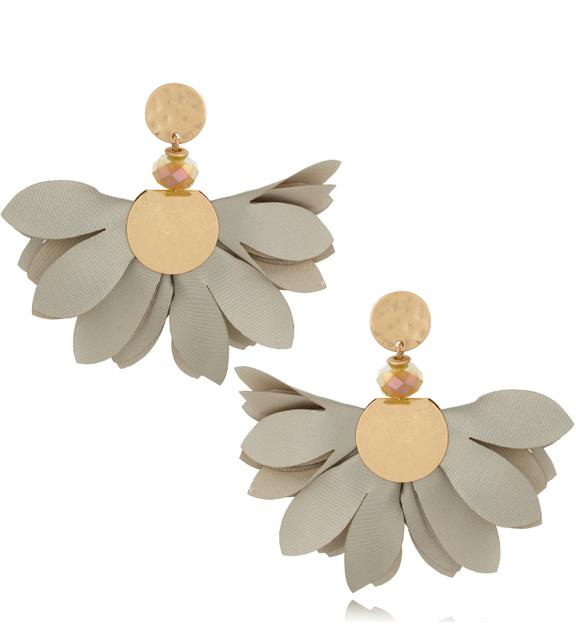 Kolczyki satynowe kwiaty szaro zielone May KBL1246