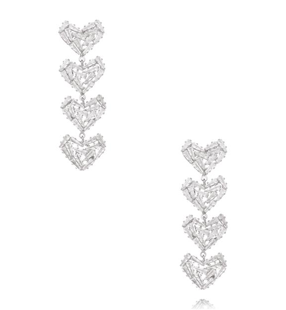 Kolczyki z kaskadą serc z kryształów KLU0187