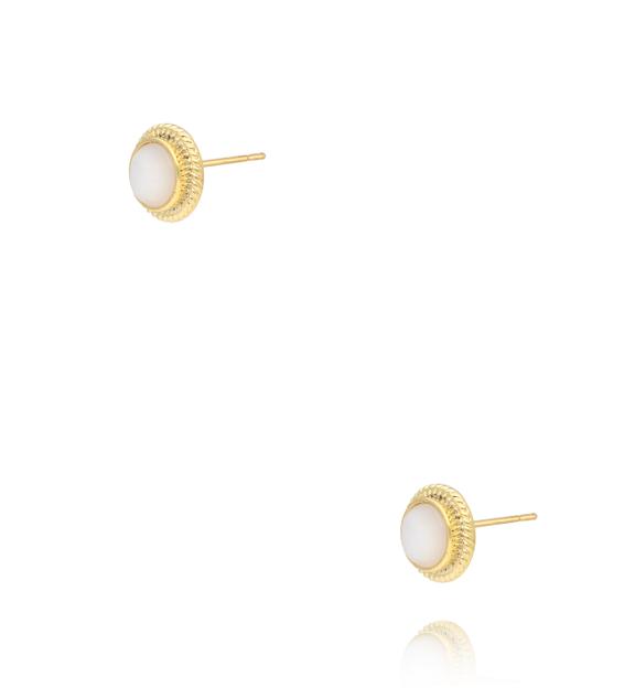 Kolczyki okrągłe z masą perłową złote KSS2193
