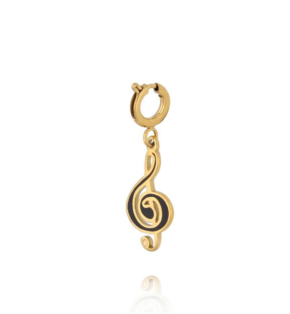 Charms klucz wiolinowy z czarną emalią  CHA0277