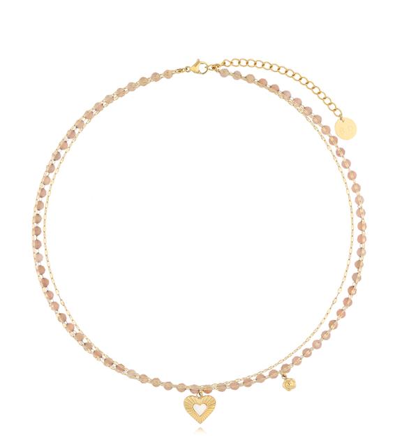 Naszyjnik beżowy z sercem Sonnet NSY0056