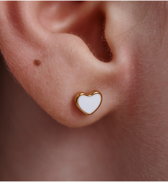 Kolczyki serduszka w bieli KSY0481