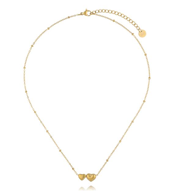 Naszyjnik z podwójnym sercem w kolorze złota NSY0915