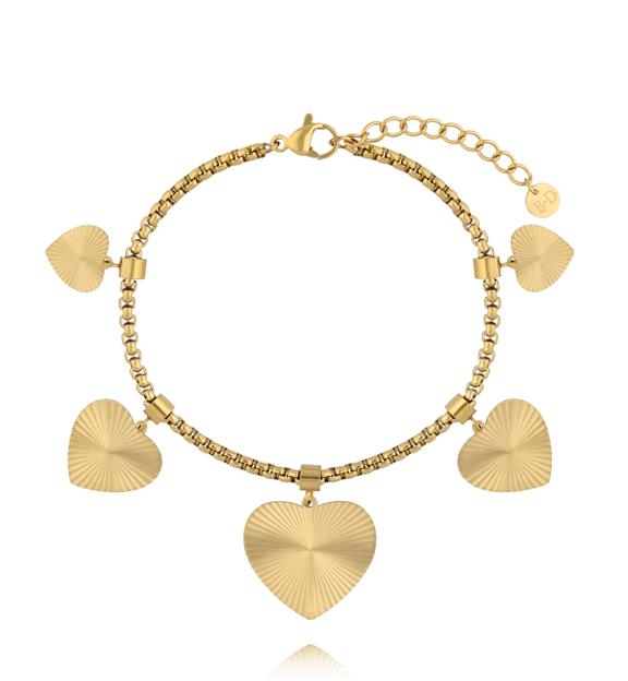 Bransoletka na łańcuszku z wiszącymi sercami BEA0052