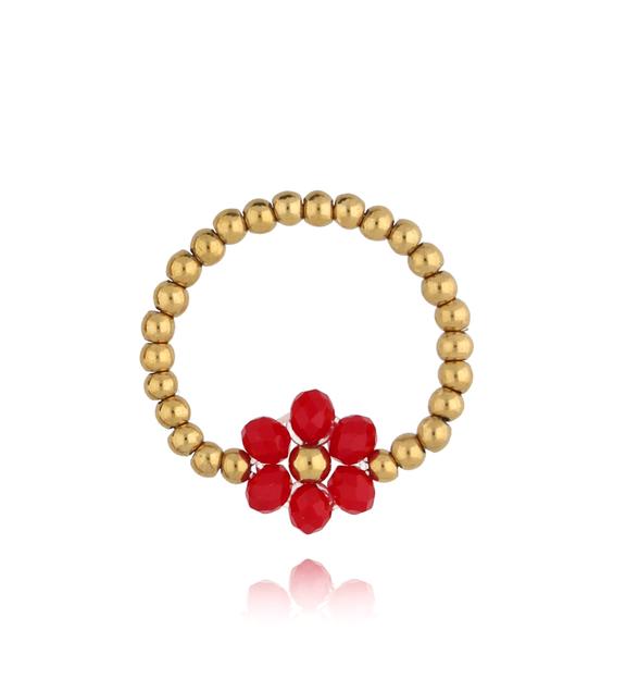 Pierścionek z czerwonymi kryształkami Bouquet PSC0404