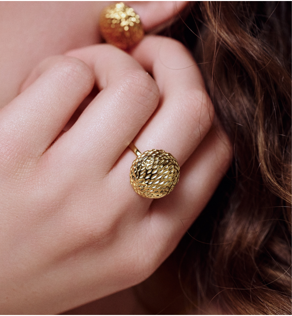 Pierścionek złoty okrągły fakturowany PSY0073