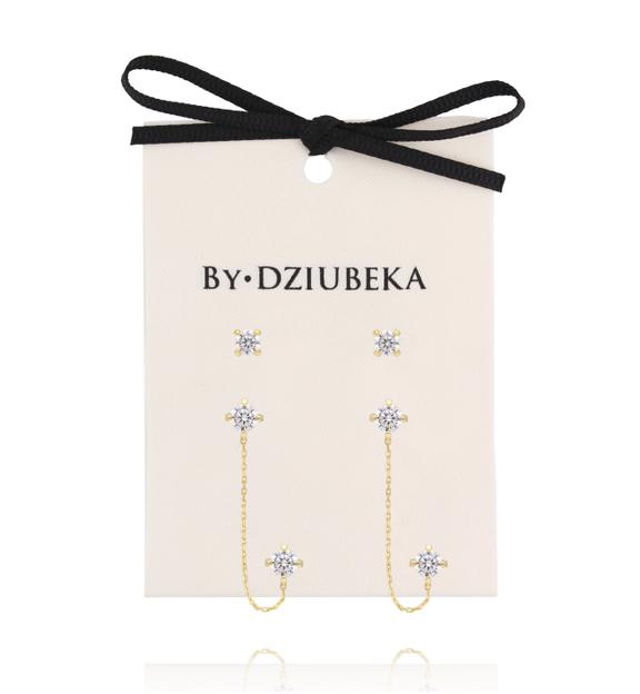 Zestaw kolczyków pozłacanych z transparentnymi cyrkoniami KLT0029