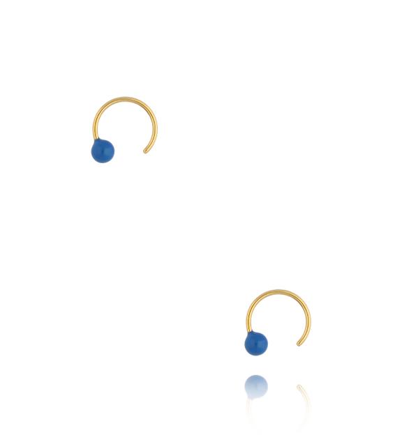 Kolczyki złote okrągłe z niebieską emalią Round Enamel KSA1613