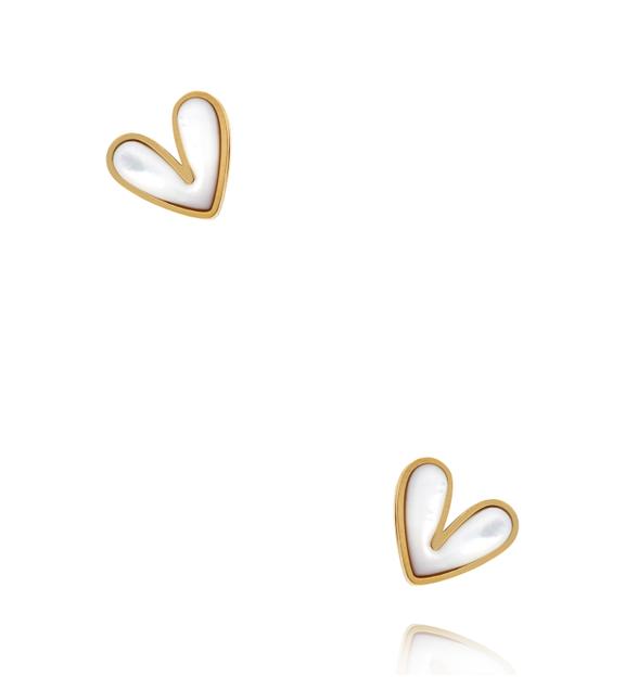 Kolczyki sztyfty serca z masą perłową KSY0689