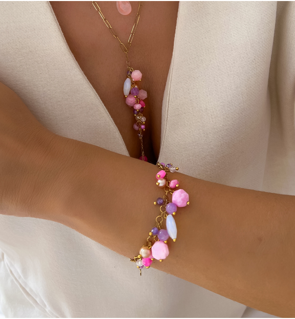Bransoletka z kamieniami różowa Island Elegance BPA0450