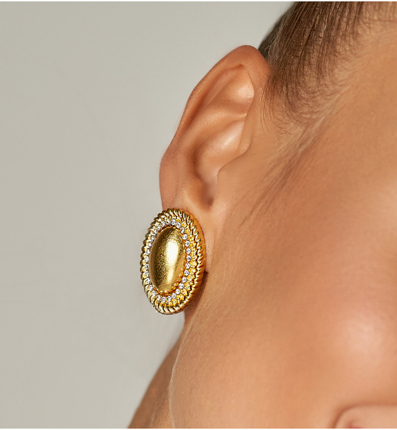 Klipsy złote owalne Maubeuge KRG0982