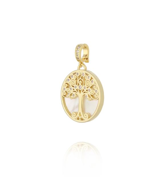 Charms złoty drzewo życia z cyrkoniami i masą perłową CHSS0050