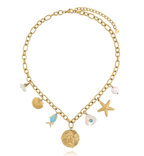 Naszyjnik z zawieszkami inspirowanymi morzem NSH0136