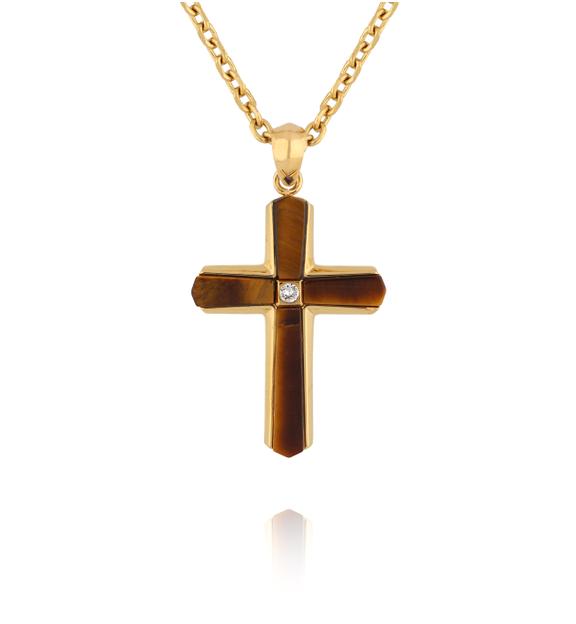 Naszyjnik z krzyżem i tygrysim okiem NMITC0200