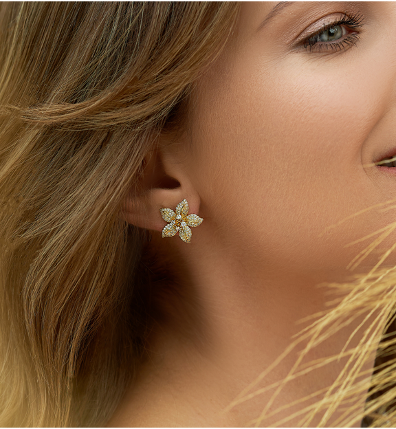 Kolczyki z kwiatkami złote Fleurs d'or KSS1474
