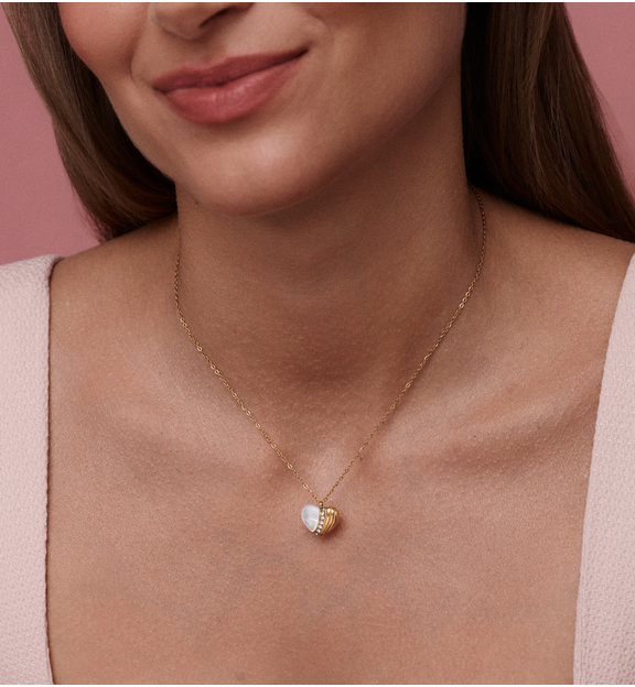 Naszyjnik z sercem z masy perłowej NSY0838