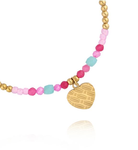 Bransoletka różowo niebieska z sercem BTW3351