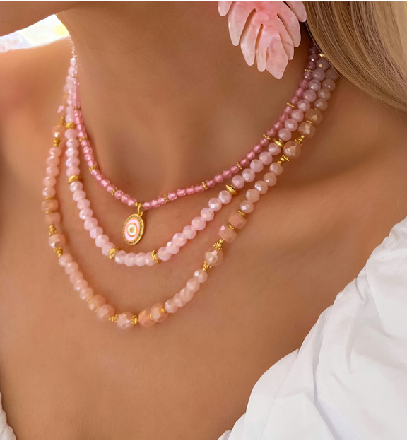 Naszyjnik różowy z cyrkoniami Ultrabrillant NTW1011